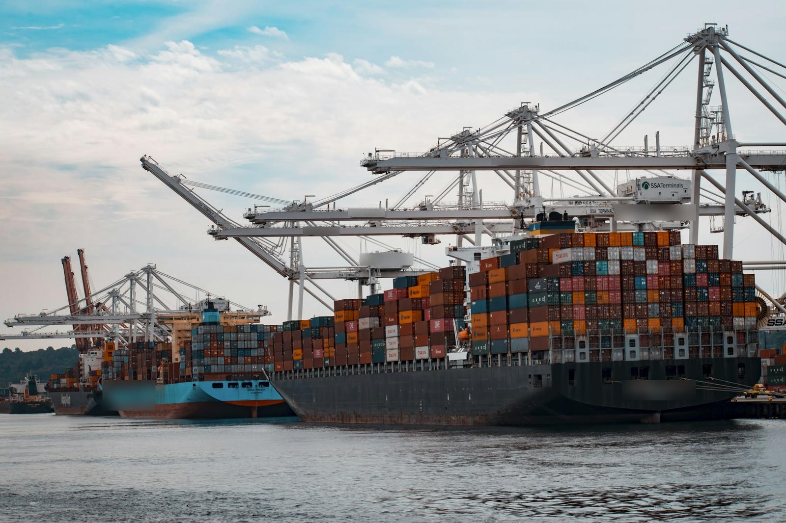 Container ships at port, for export orders